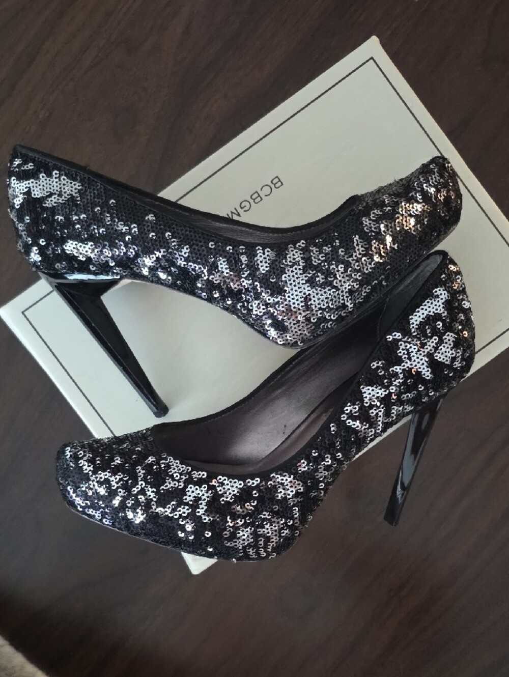 BCBG Black Sequin Heels